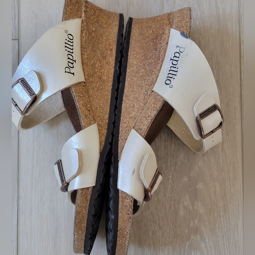 Papillio Birkenstock Cream and Brown Sandals sz-38